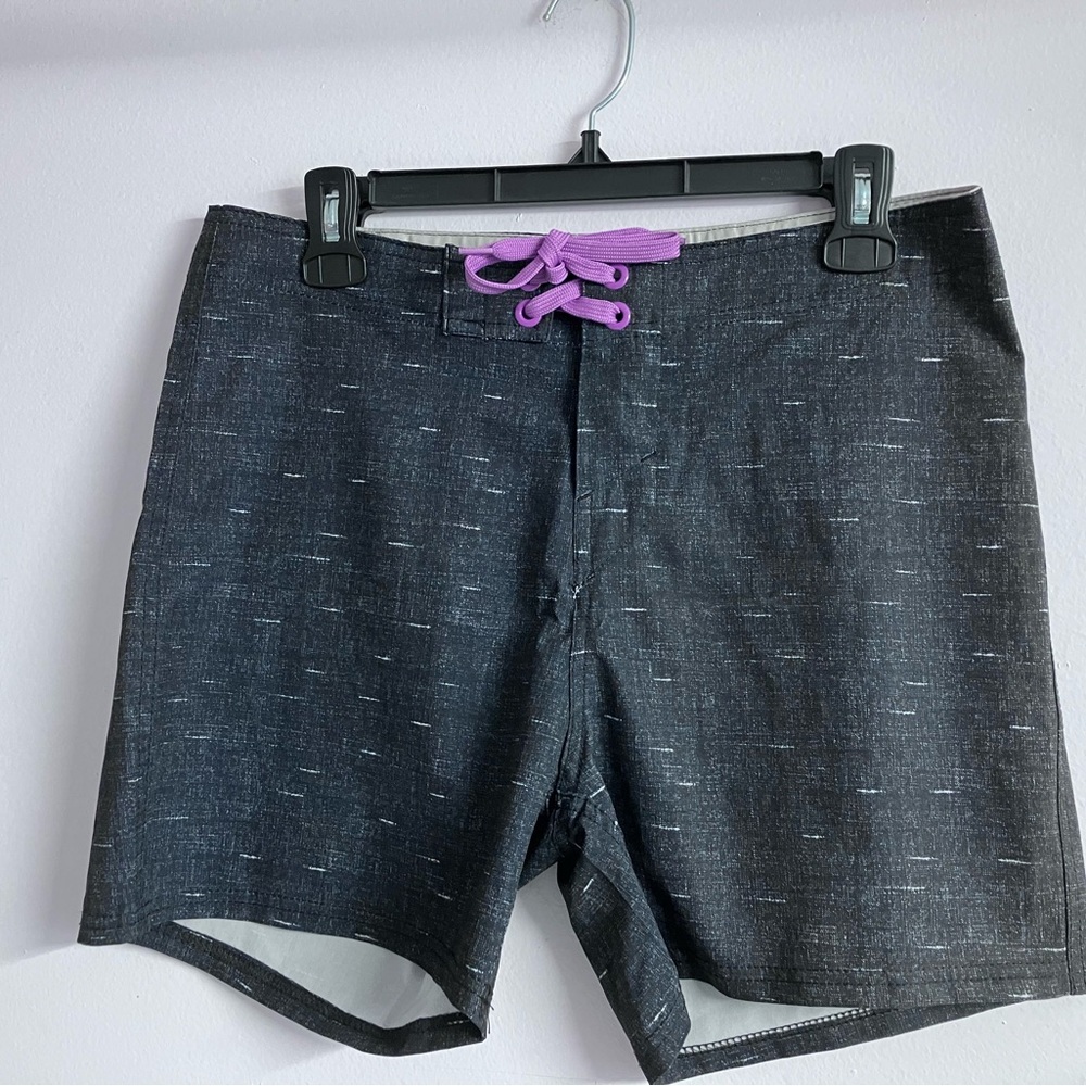 Nina Capri Black Athletic Shorts with Purple Drawstring